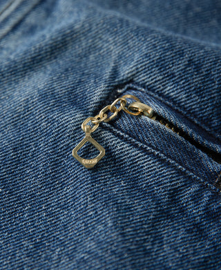 1970s Stonewashed Zip Up Denim Work Jacket