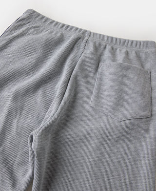 1970s Heavyweight Waffle Knit Jogger Pants - Gray