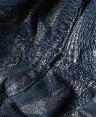 Relaxed Fit Striped Chambray Shorts