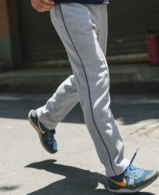 1970s Heavyweight Waffle Knit Jogger Pants - Gray