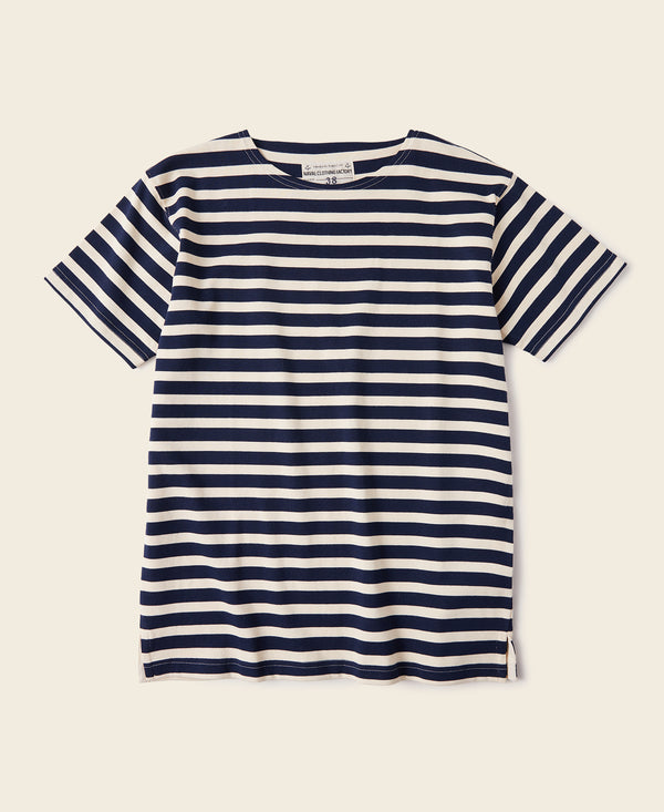 Breton Stripe Long Sleeve T-Shirt | French Sailor Striped Boat Neck Tee | Bronson Apricot/Navy / 46