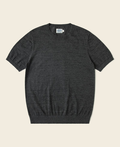 1950s Jersey Knit Short Sleeve Crewneck T-Shirt - Dark Gray