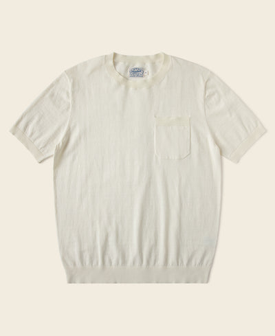 1950s Jersey Knit Short Sleeve Pocket T-Shirt - Apricot