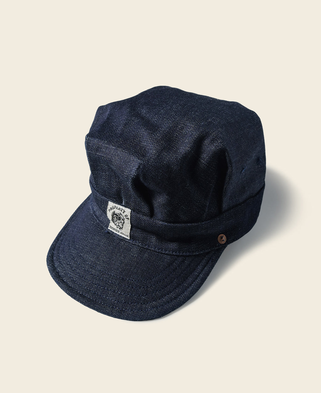 14 oz Indigo Selvedge Denim Railroad Engineer Cap | Bronson  display picture 1