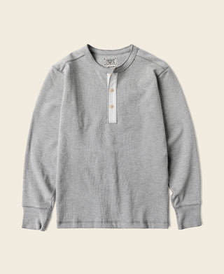 Vintage Long Sleeve Henley Shirt - Gray