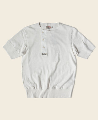 Side Closing Short Sleeve Henley T-Shirt - White