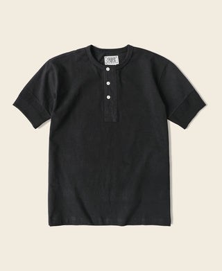 Vintage Short Sleeve Henley T-Shirt - Black