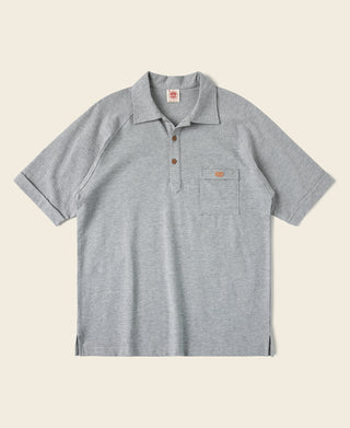 Raglan Sleeve Cotton-Piqué Polo Shirt - Gray