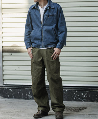 1970s Stonewashed Zip Up Denim Work Jacket