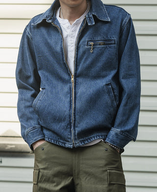 1970s Stonewashed Zip Up Denim Work Jacket