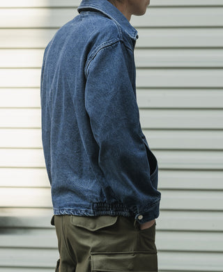 1970s Stonewashed Zip Up Denim Work Jacket