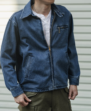 1970s Stonewashed Zip Up Denim Work Jacket