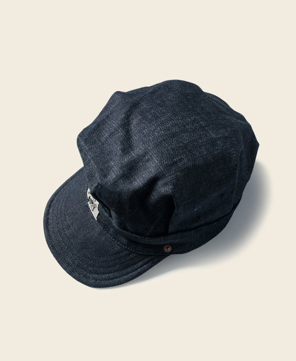 Indigo Denim Railroad Engineer Cap | 14 oz. Selvedge Denim | Bronson