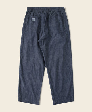 1930s Double-Pleated Chambray Pants