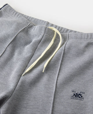 1970s Heavyweight Waffle Knit Jogger Pants - Gray