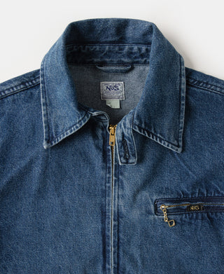 1970s Stonewashed Zip Up Denim Work Jacket