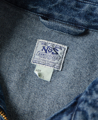 1970s Stonewashed Zip Up Denim Work Jacket