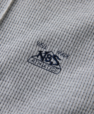 1970s Heavyweight Waffle Knit Jogger Pants - Gray