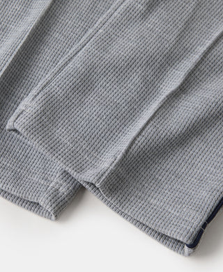 1970s Heavyweight Waffle Knit Jogger Pants - Gray