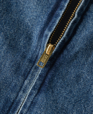 1970s Stonewashed Zip Up Denim Work Jacket