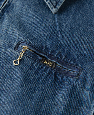 1970s Stonewashed Zip Up Denim Work Jacket