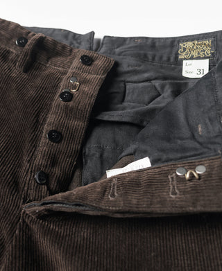 1920s Heavy-Duty Corduroy Work Pants - Brown