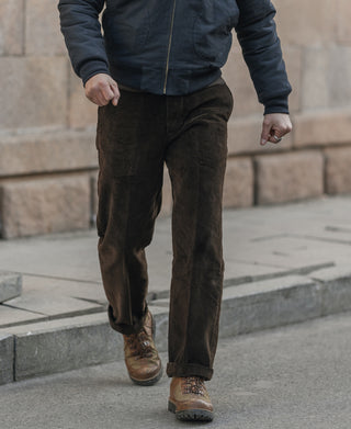 1920s Heavy-Duty Corduroy Work Pants - Brown