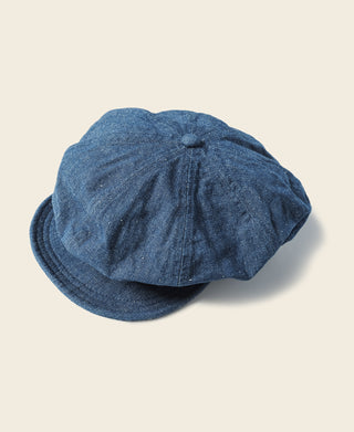 Indigo Linen and Cotton-Blend Newsboy Cap