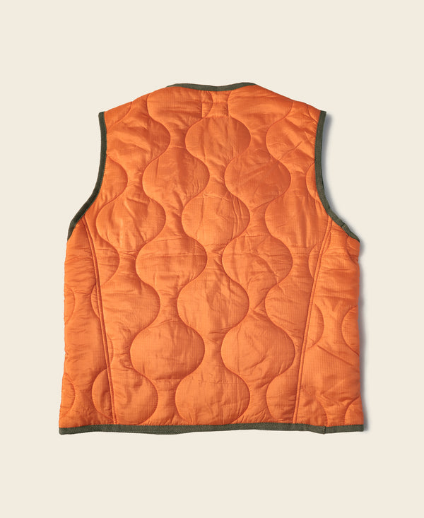 Military Style Quilted Padded Ripstop Nylon Vest - Orange | Bronson