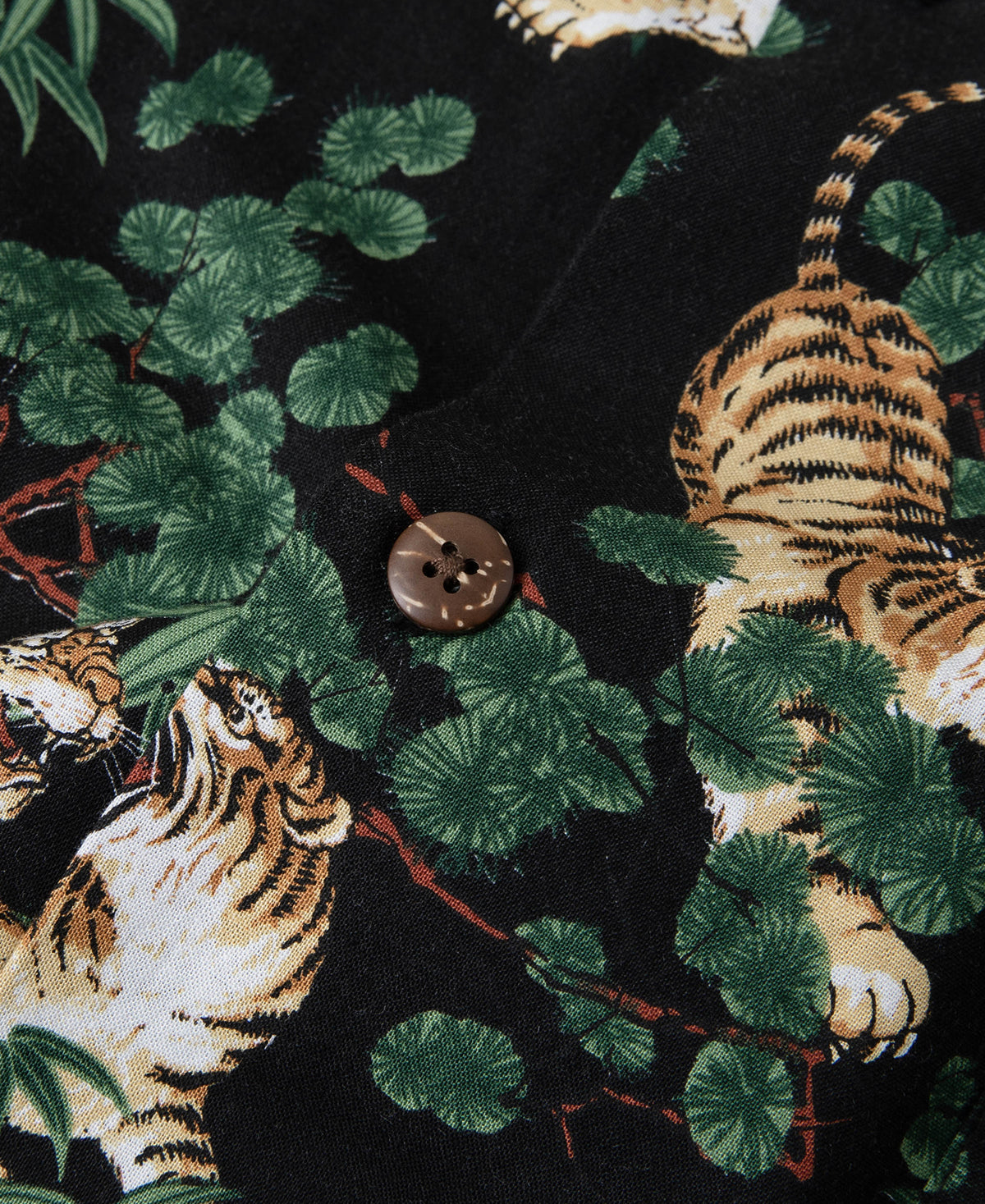 Lot AS08 Ukiyo-e Tiger &amp; Bambo Pattern Aloha Shirt - Black