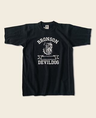 Devil-Dog Logo-Print Reverse Weave T-Shirt - Black