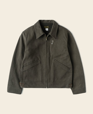 1940s Pique Stripe Cotton Cossack Jacket - Coffee