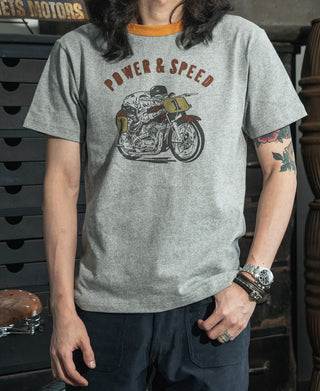 Retro Motorcycle Graphic T-Shirt - Gray