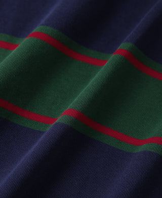 Classic Fit Striped Jersey Rugby Shirt - Green/Navy/Red