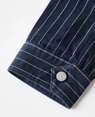 Lot 954 1950s Motorcycle Mechanic Stripe Chore Coat - Navy