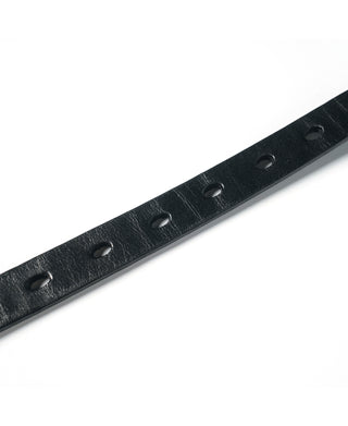 Silver-Plated Brass Buckle Full-Grain Cowhide Belt - Black