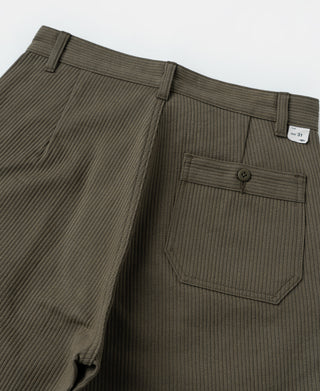1940s Pique Stripe Cotton Work Trousers - Light Coffee
