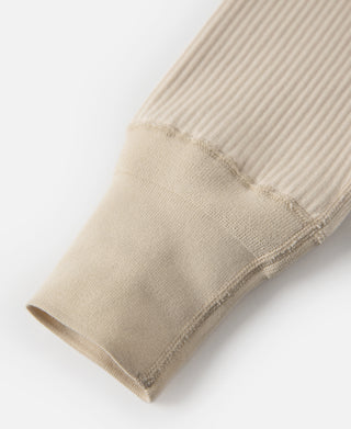 Ribbed Long Sleeve Henley T-Shirt - Apricot