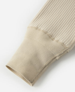 Ribbed Long Sleeve Henley T-Shirt - Apricot
