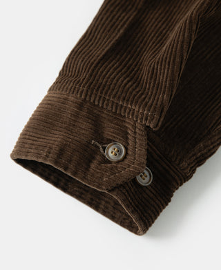 9 Wale Cotton Corduroy Zip-Up Jacket - Brown