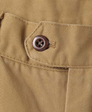 1930s IVY Style Double Pleated Chino Trousers - Yellow