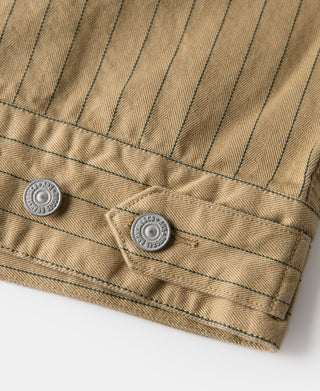 Lot 954 1950s Motorcycle Mechanic Stripe Chore Coat - Khaki
