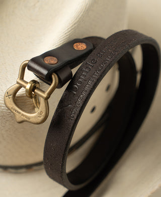 Natural Brass Buckle Full-Grain Cowhide Belt - Brown