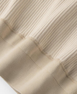 Ribbed Long Sleeve Henley T-Shirt - Apricot