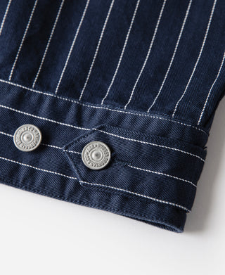 Lot 954 1950s Motorcycle Mechanic Stripe Chore Coat - Navy