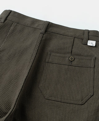 1940s Pique Stripe Cotton Work Trousers - Coffee