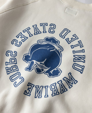 1980s Marine Devil Dog Raglan Sweatshirt - White