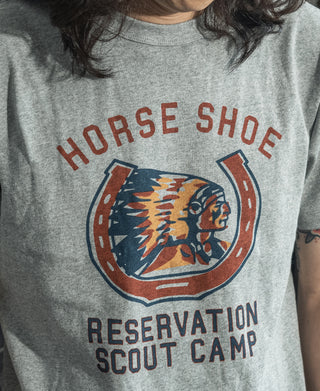 Retro Horseshoe Graphic T-Shirt - Gray