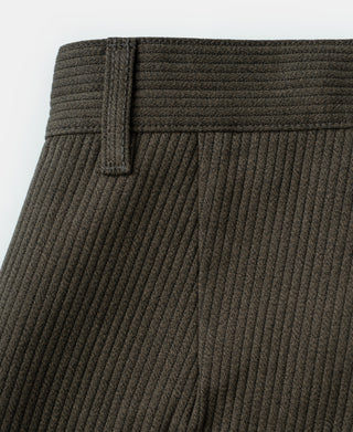 1940s Pique Stripe Cotton Work Trousers - Coffee