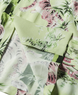 Ukiyo-e Tiger & Bamboo Pattern Aloha Shirt - Light Green